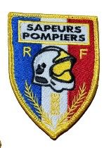 Écusson sapeurs-pompiers tricolore casque F1