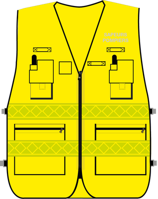 Gilet d'intervention sapeurs-pompiers haute visibilité multipoches jaune fluo bandes microprismes jaune CODUPAL