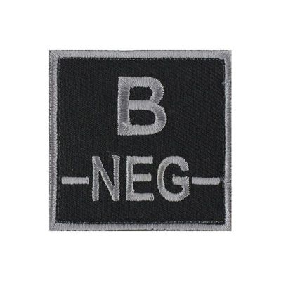 grade / écusson brodé groupe sanguin B-NEG- gris sur noir