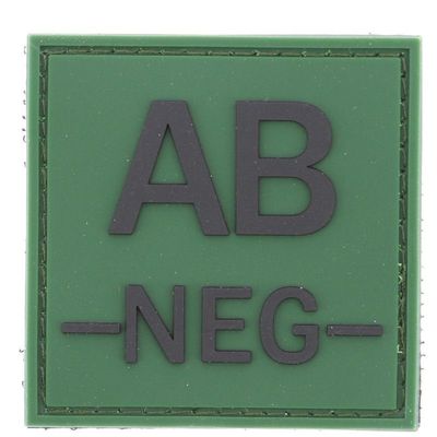 grade / écusson PVC groupe sanguin AB-NEG- noir sur vert