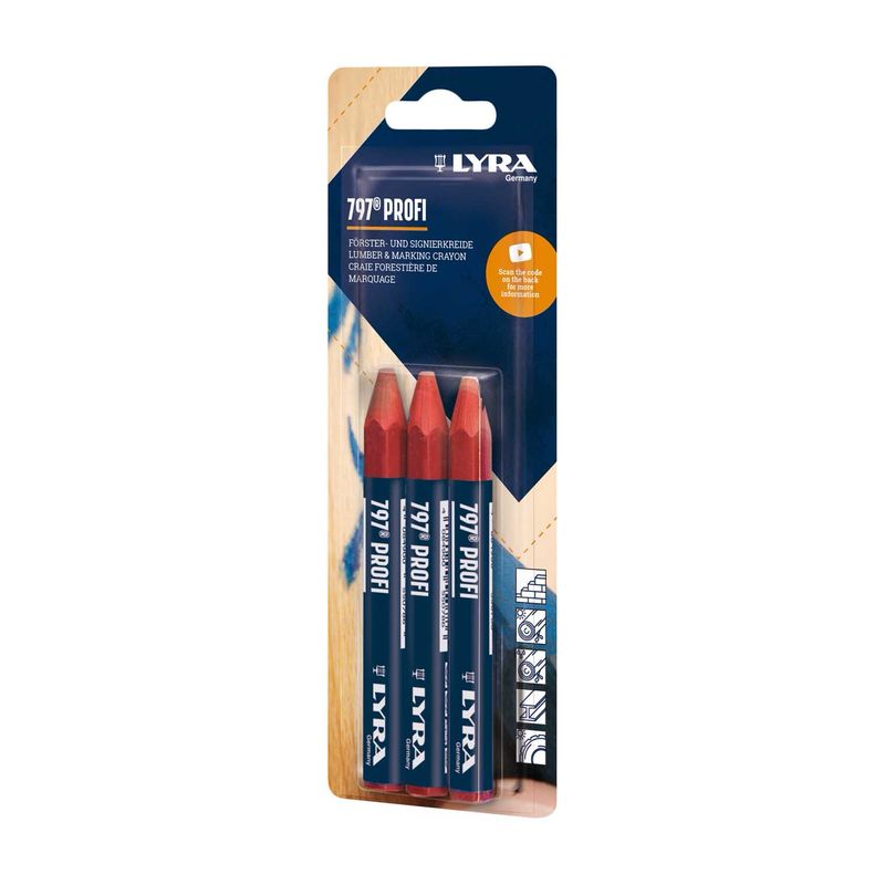 Craie de marquage à l’huile rouge 797® PROFI - Blister de 3 LYRA