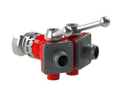 Division vanne quart de tour Bipok - entrée 1x DSP 40 à verrou - sorties 2x GFR mâles 20 - aluminium POK