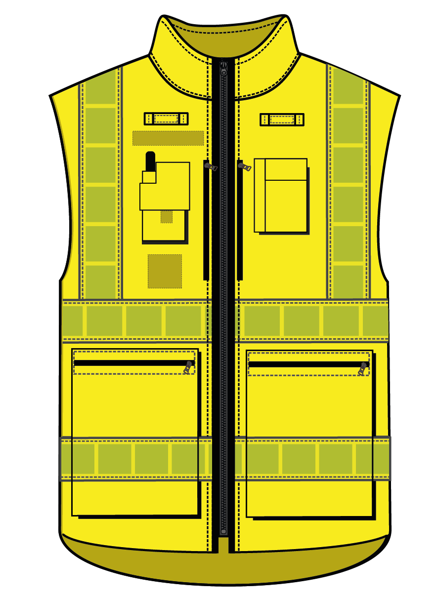 Gilet haute visibilité multipoches jaune bandes microprismes jaune CODUPAL