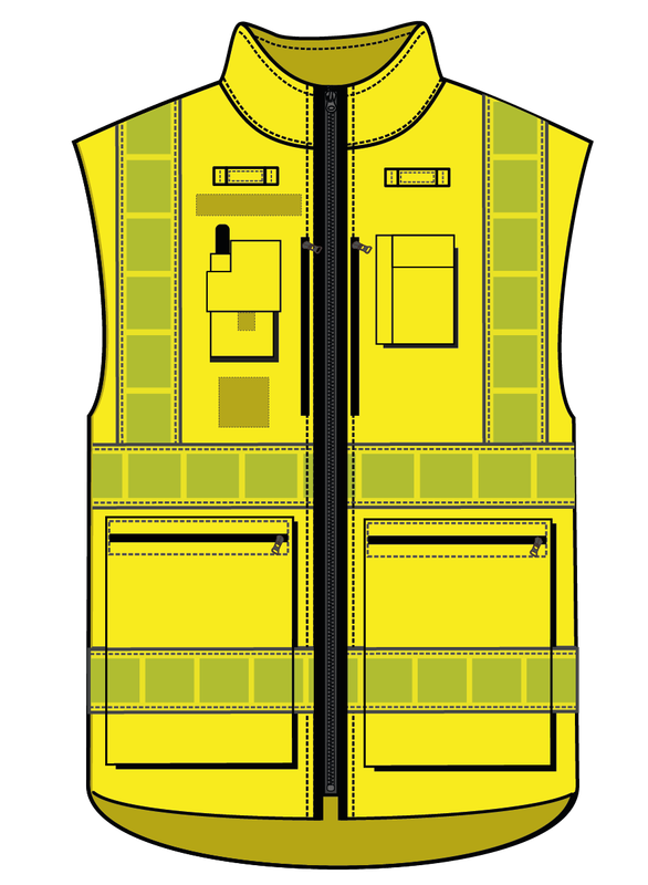 Gilet haute visibilité multipoches jaune bandes microprismes jaune CODUPAL