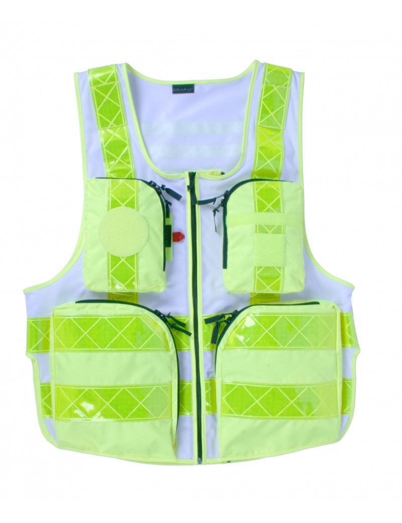 Gilet technique multipoches ELI blanc / jaune FIRST AID DESIGN