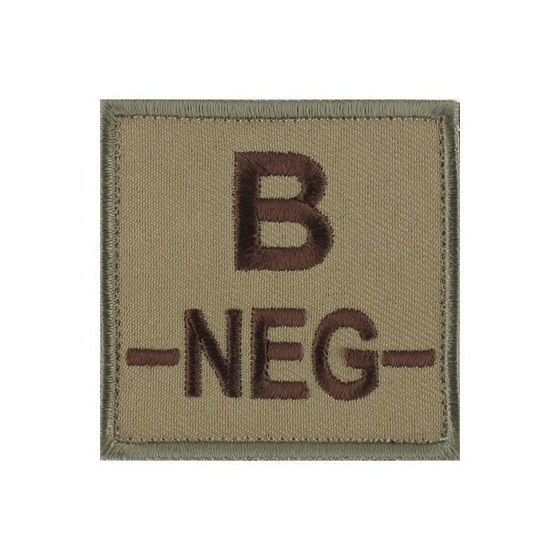 grade / écusson brodé groupe sanguin B-NEG- marron sur beige