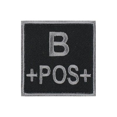grade / écusson brodé groupe sanguin B+POS+ gris sur noir grade / écusson brodé groupe sanguin B+POS+ gris sur noir