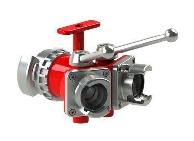 Division vanne quart de tour Bipok 2017 - entrée 1x DSP 65 à verrou - sortie 2x DSP 40 sans verrou - aluminium POK