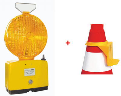 Feu clignotant LED jaune double face STAR FLASH 610 avec fixation pour cône de lubeck NISSEN