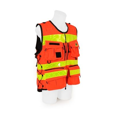 Gilet d'identification et d'intervention multipoches haute visibilité STAFF PREMIUM Rouge DIMATEX