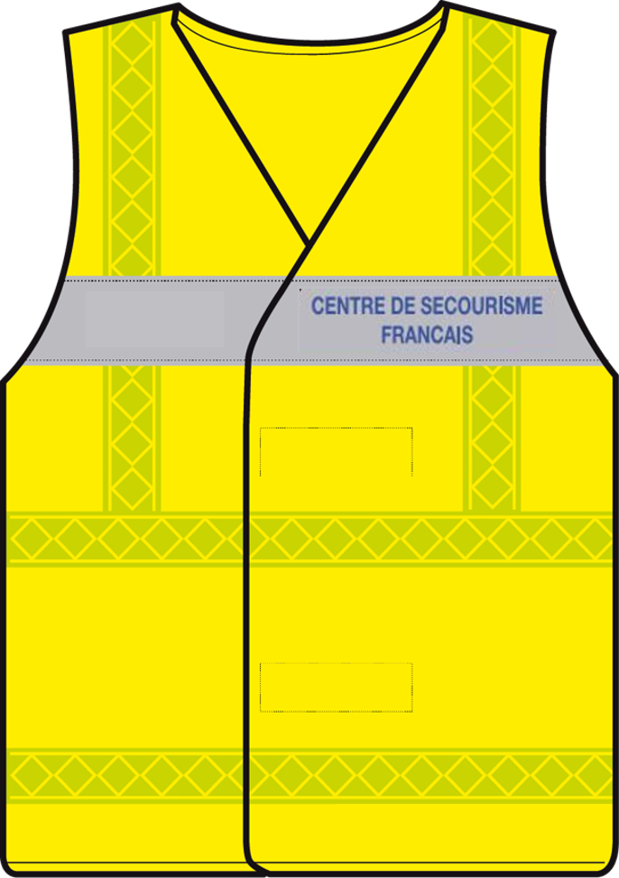 Gilet haute visibilité CFS CENTRE FRANCAIS DE SECOURISME jaune bandes jaunes microprisme CODUPAL