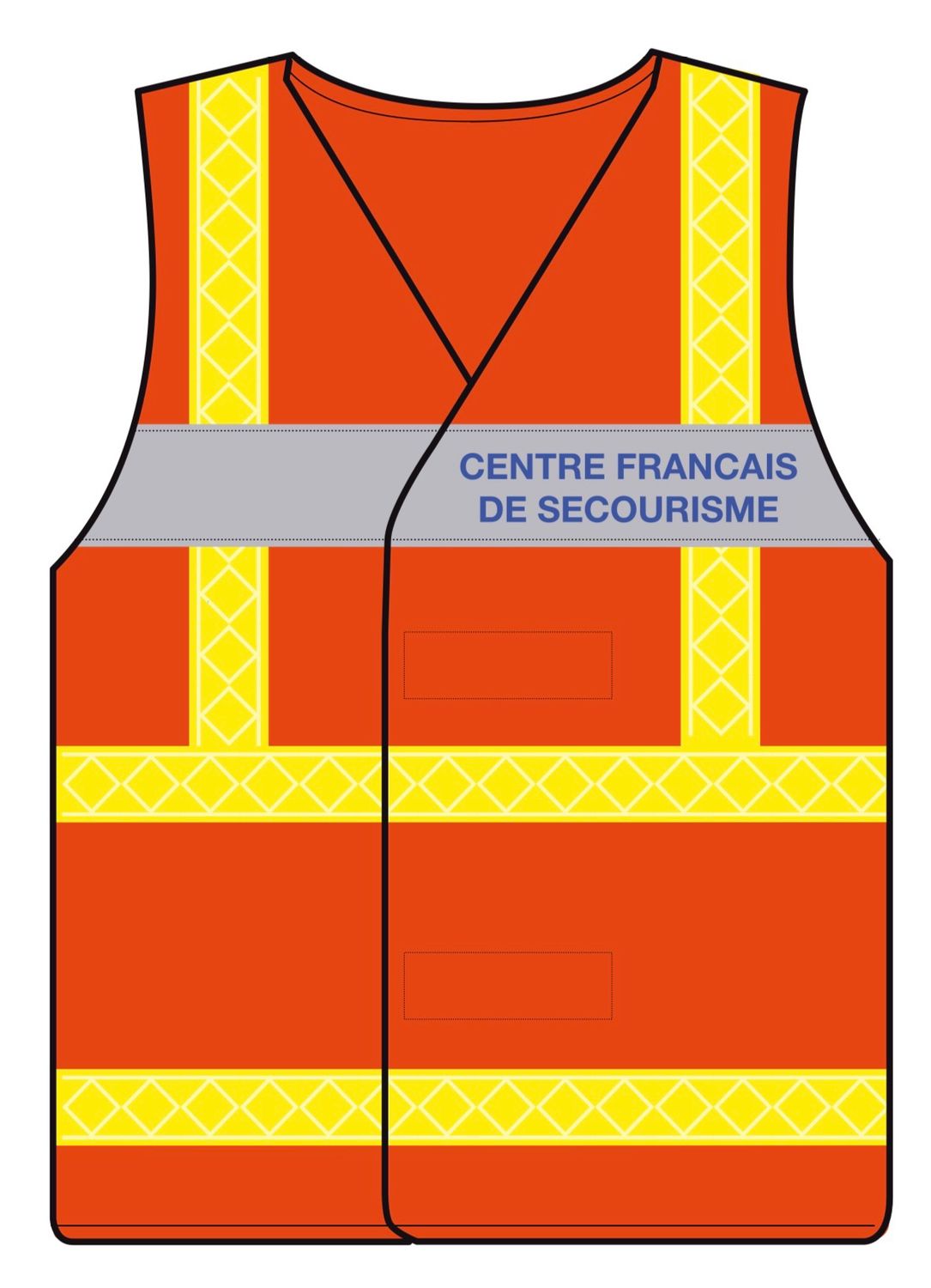 Gilet haute visibilité CFS CENTRE FRANCAIS DE SECOURISME orange bandes jaunes microprisme CODUPAL