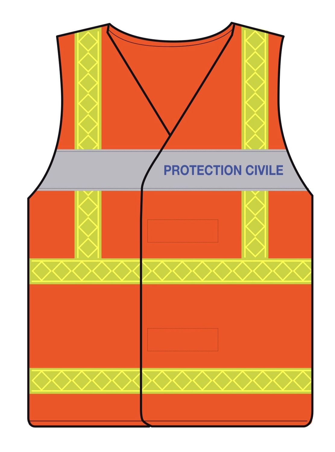 Gilet haute visibilité PROTECTION CIVILE orange bandes jaunes microprisme CODUPAL