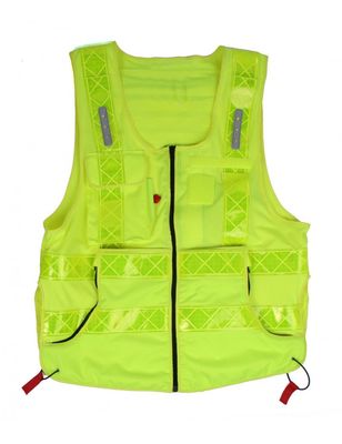 Gilet technique multipoches YCON jaune haute visibilité EN20471 classe 2 avec LEDS FIRST AID DESIGN