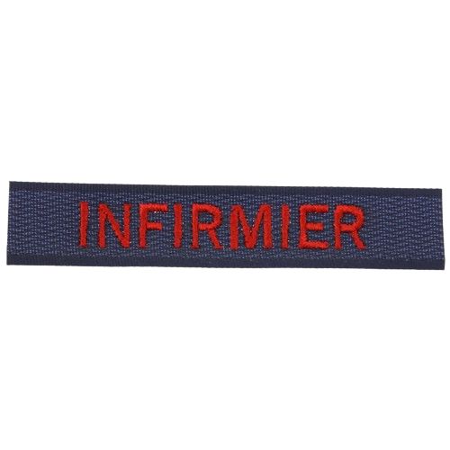 Bande patronymique INFIRMIER rouge velcro bleu marine sapeurs-pompiers BG-SAFETY