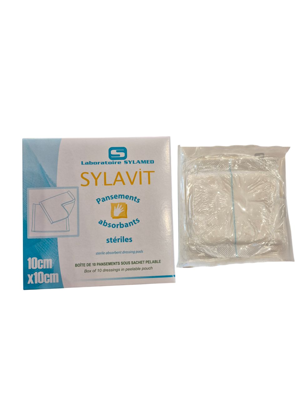 Boite de 10 Pansement absorbant stériles 10x10cm SYLAVIT SYLAMED