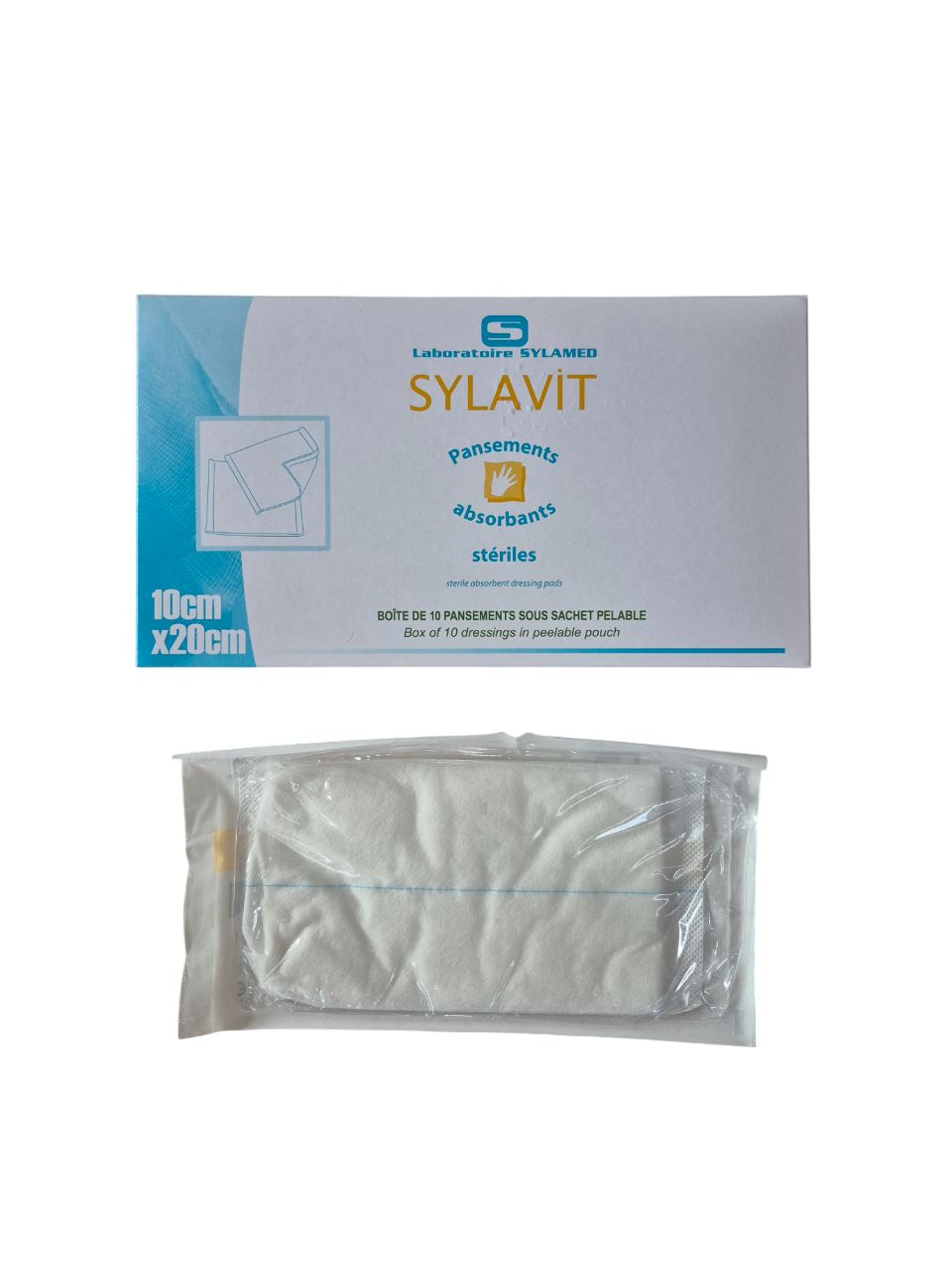 Boite de 10 Pansement absorbant stériles 10x20cm SYLAVIT SYLAMED