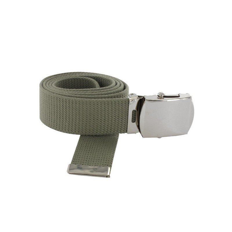 Ceinture tresse vert armée boucle argent