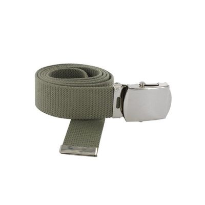 Ceinture tresse vert armée boucle argent