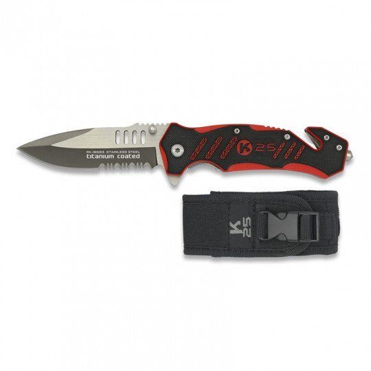 Couteau pliant pompier G10 K25 rouge-noir. L 8.7 ALBAINOX