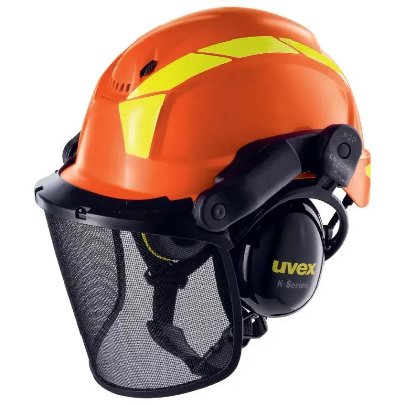 Casque de protection forestier pheos foresterie orange UVEX