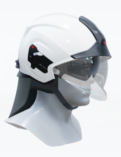 Casque sapeurs-pompiers Heros Titan blanc - écran facial transparent - écran oculaire teinté - bavolet textile -  adaptateur brides ARI - housse individuelle ROSENBAUER