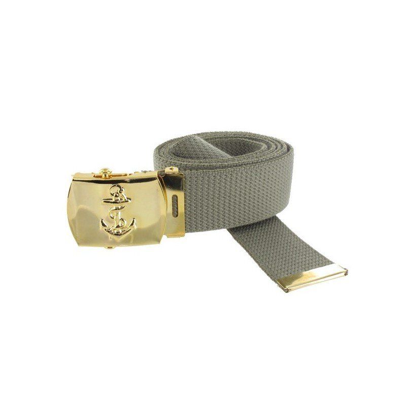 Ceinture tresse vert armée boucle or avec ancre