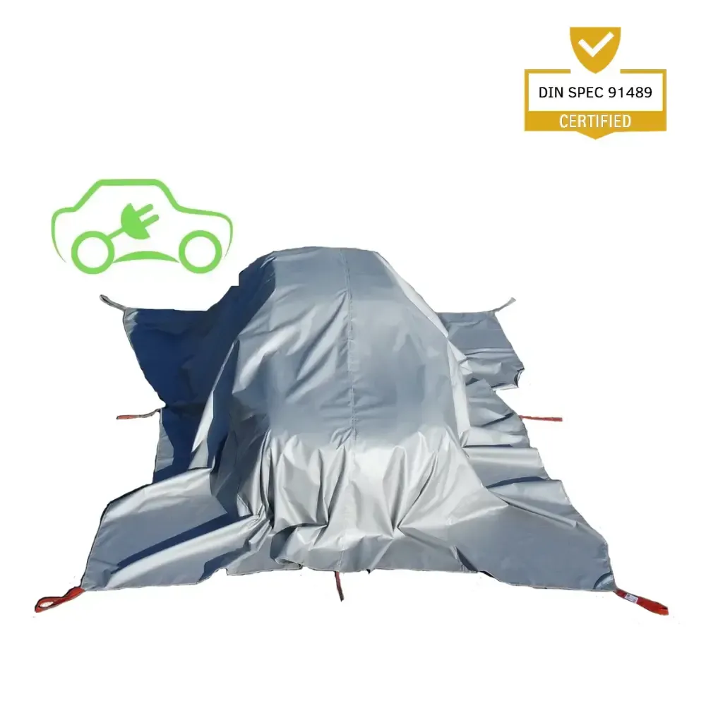 Couverture anti-feu d'isolement et de confinement pour voiture électrique 8x10m - sangles 60cm réutilisable VLICOVER
