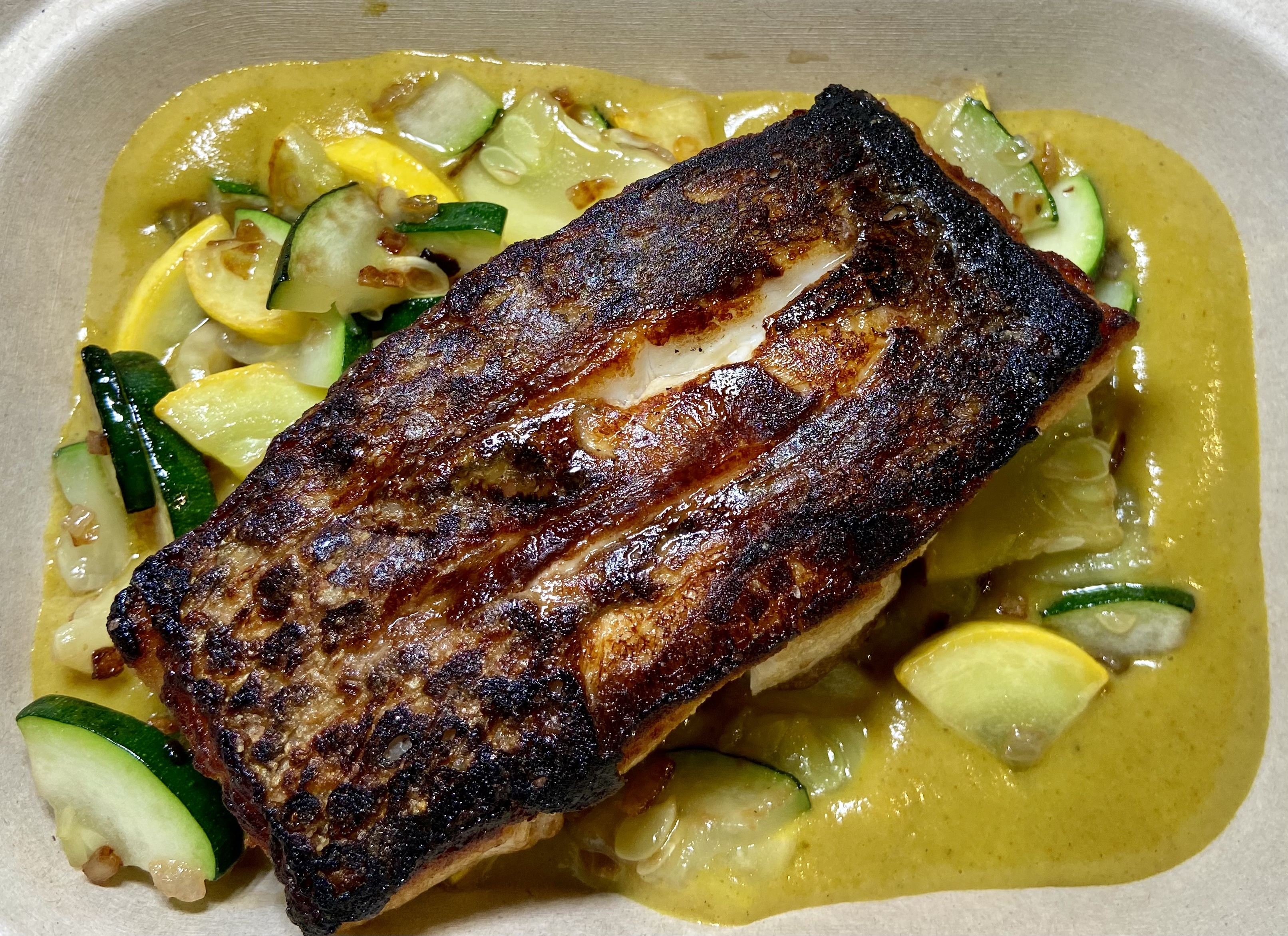 Curry Seafood w/ Sautéed Zucchini and Squash, (organic) 00005