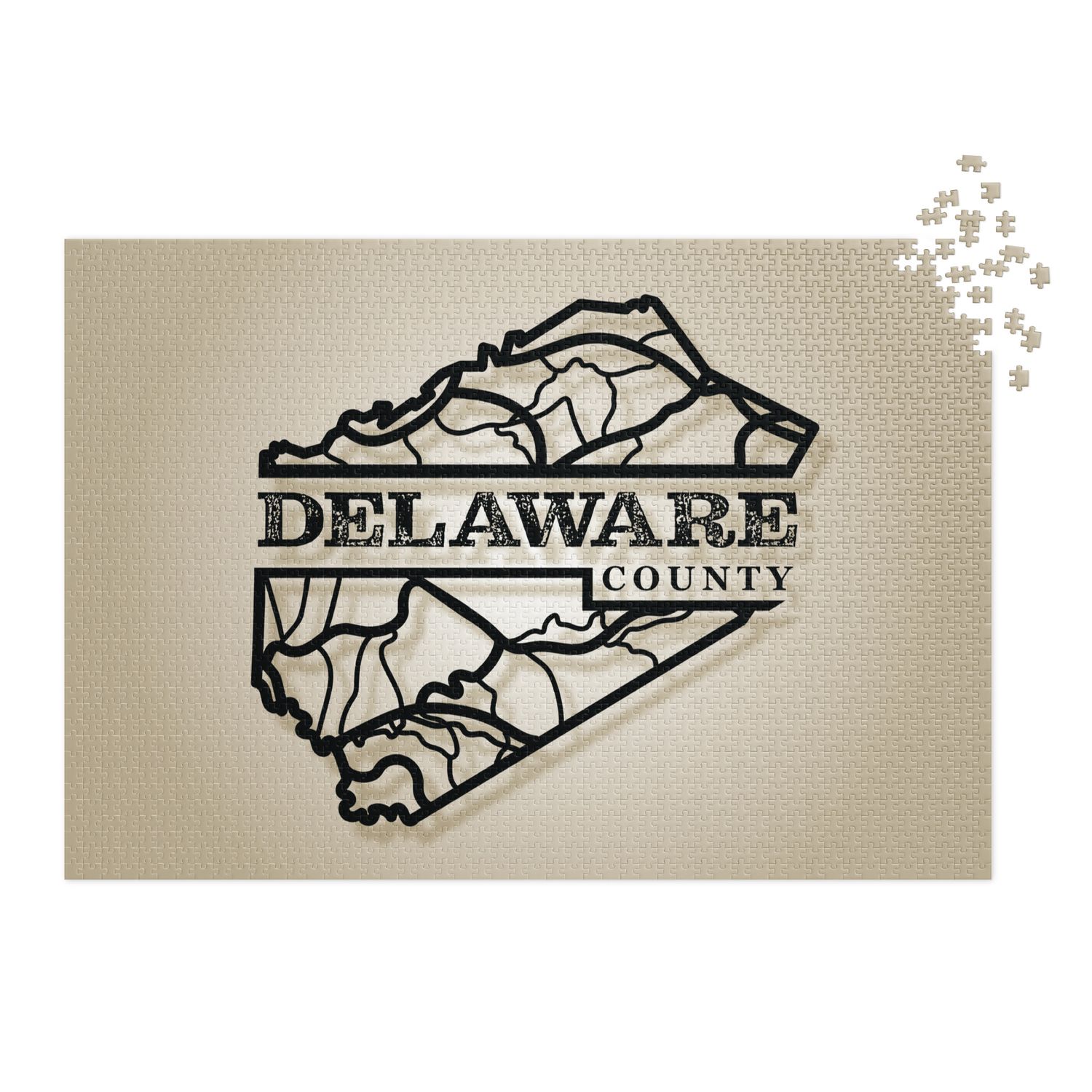 Delaware County Jigsaw puzzle with tin