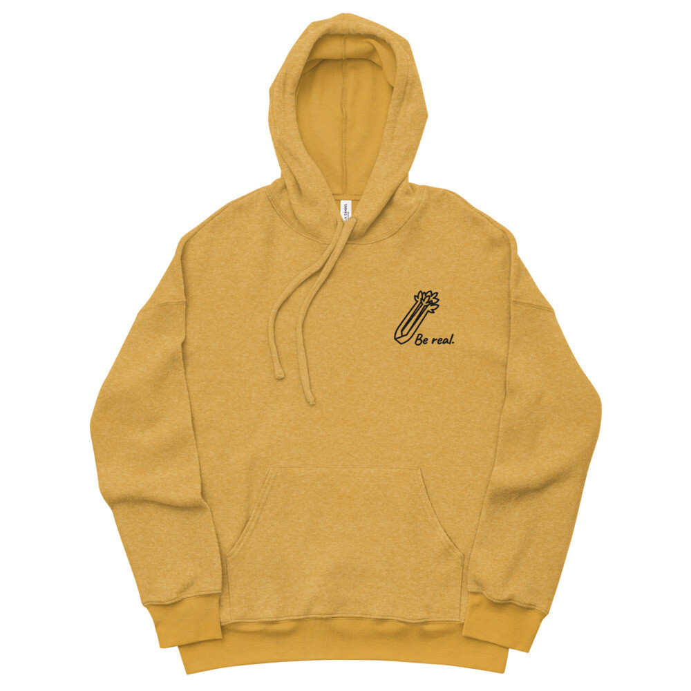 Be Real - Unisex Sueded Fleece Hoodie, Color: Heather Mustard, Size: S