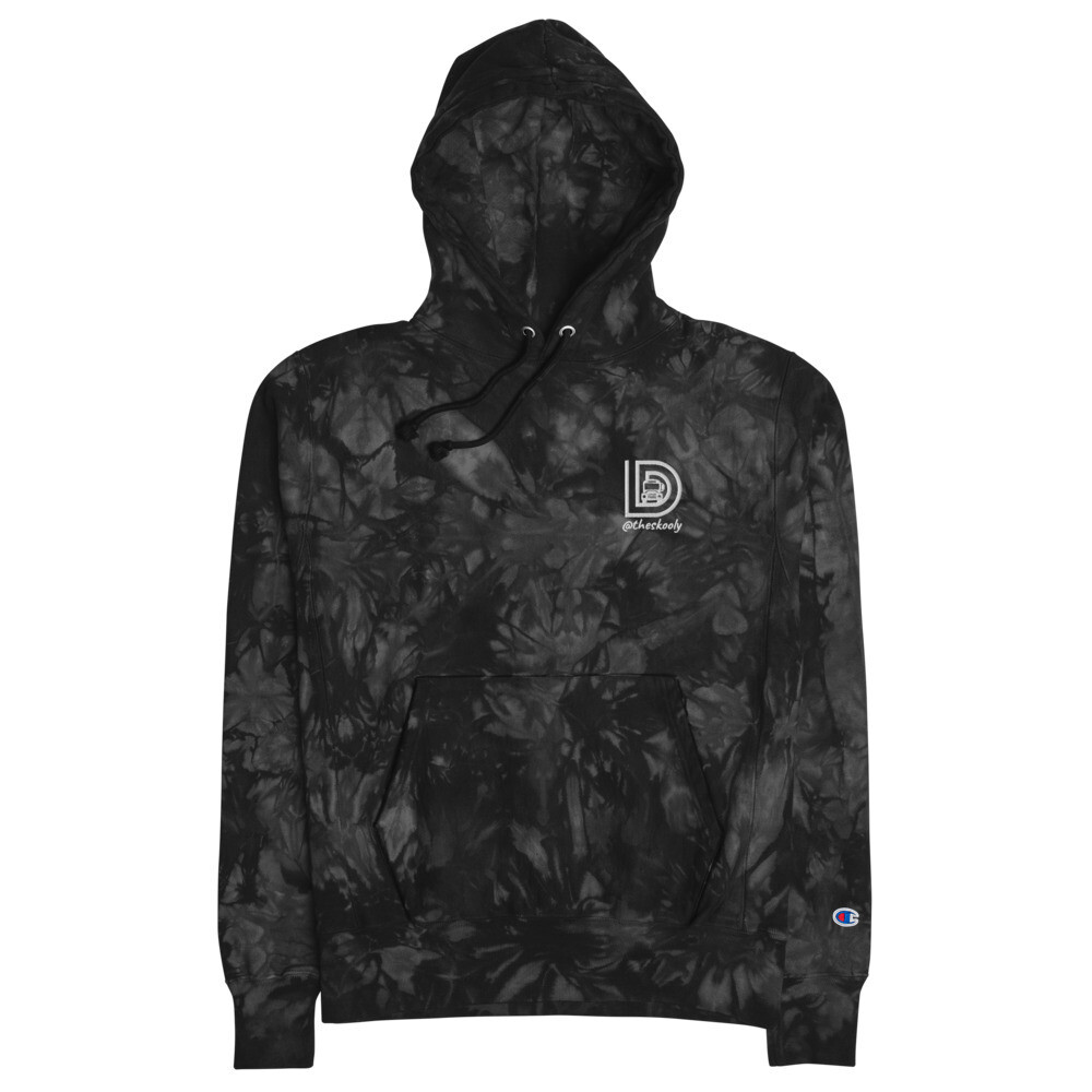 The Skooly Logo - Unisex Champion tie-dye hoodie, Color: Black, Size: S