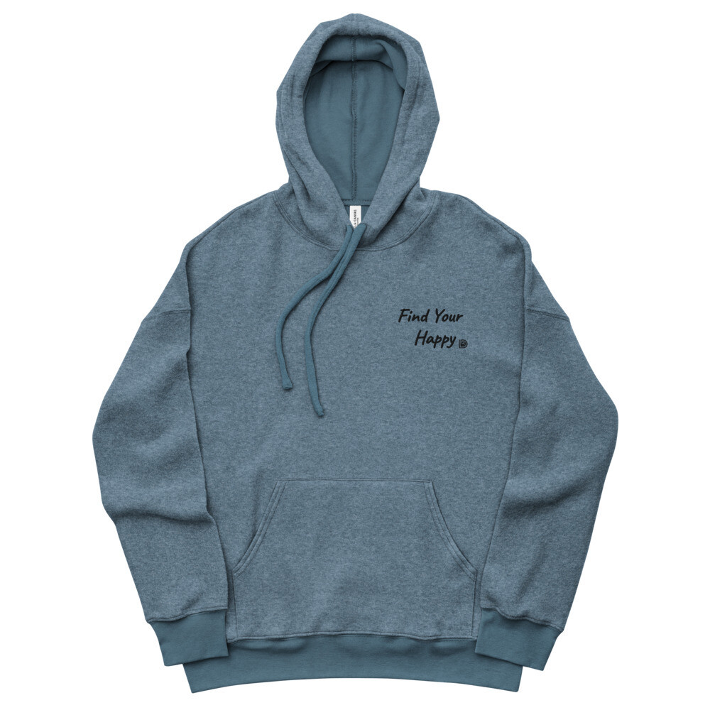 Find Your Happy - Logo Unisex Sueded Fleece Hoodie, Color: Heather Slate, Size: S