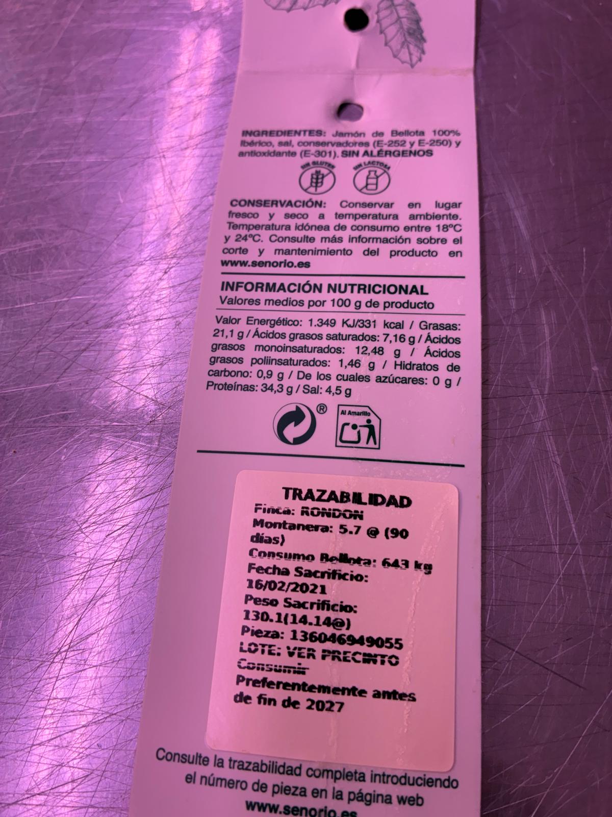 Jamón Ibérico de Bellota 100% Denominación de Origen