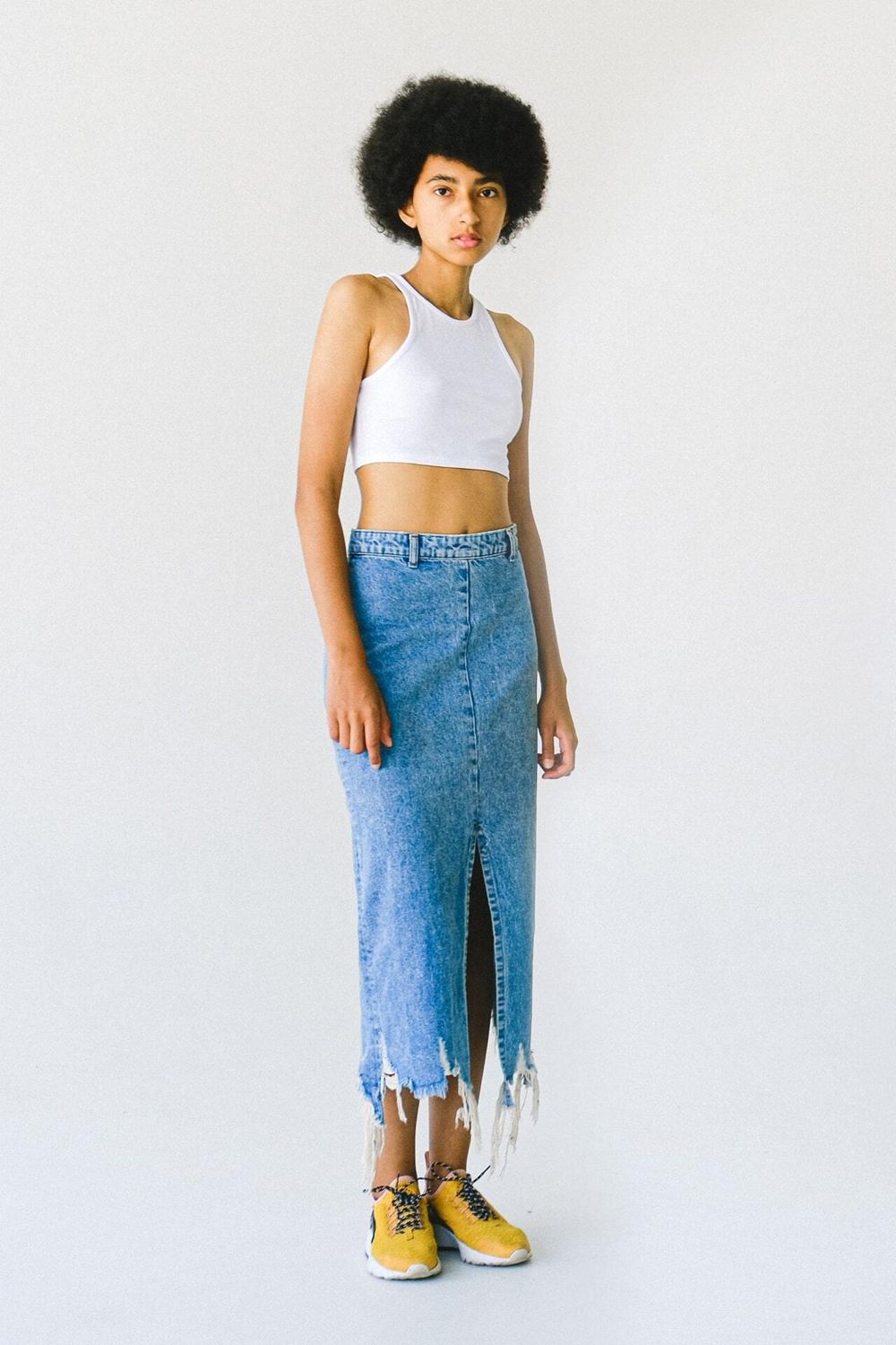 SAMPLE. Blue Denim Long Skirt