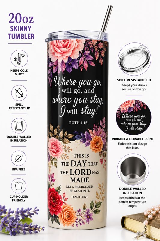 Tumbler - 🌸 I Am Always With You 20 oz Skinny Tumbler