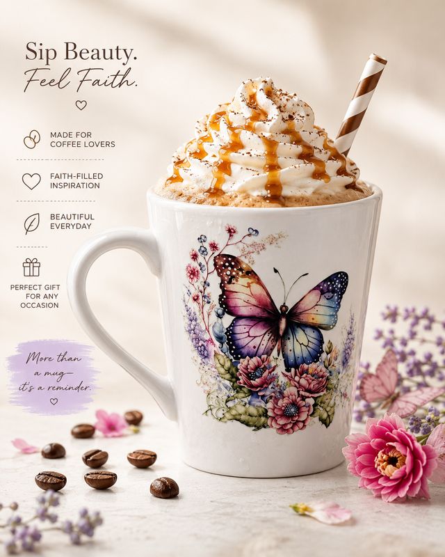 Cup - Believe in Yourself Butterfly &amp; Floral Mug 12oz