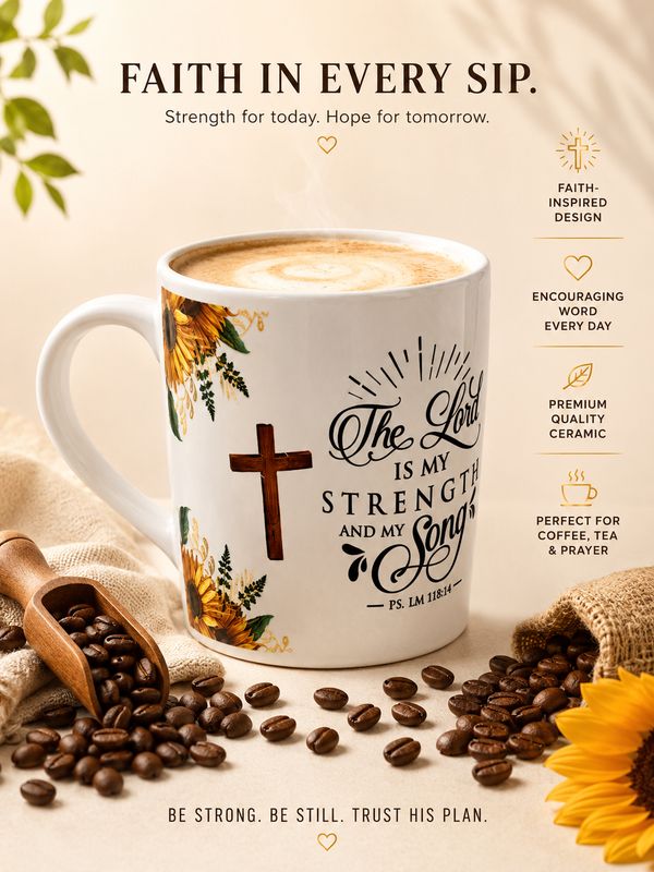 Cup - The Lord Is My Strength &amp; Song Faith Mug - 12 oz cup