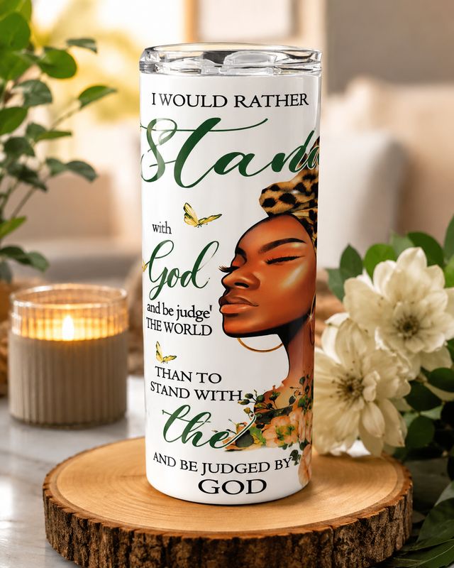 Tumbler - 💚 I’d Rather Stand With God | 20 oz Faith Tumbler
