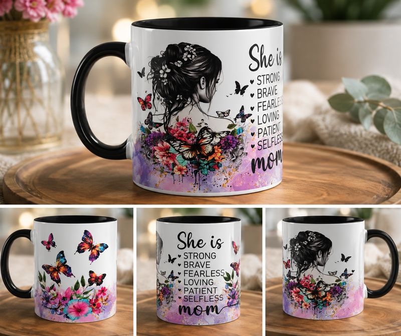 Cup - She Is Strong Mom, Beautiful Mama 15oz cup