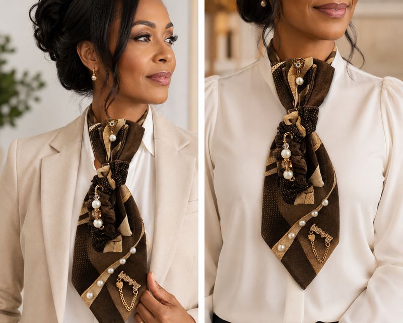 Junk Tie - Mocha Pearl Elegance Lady Tie