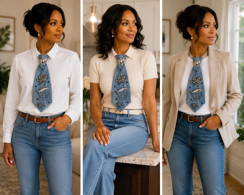 Junk Tie - A Lil Bougie Denim Lady Tie