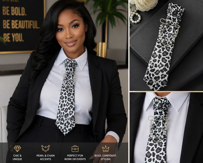Junk Tie - Black &amp; White Chic Leopard Lady Tie