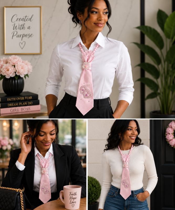 Junk Tie - Pretty in Pink Heart Lady Tie