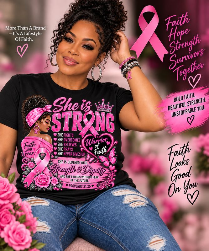 T-Shirt - She Is Strong Breast Cancer Awareness