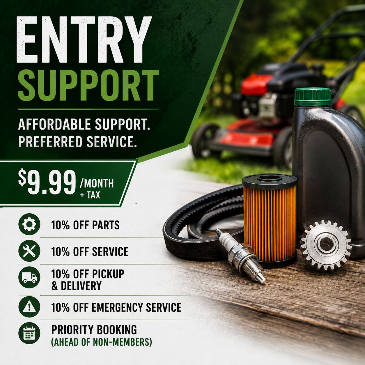 Entry Support — $9.99/month + tax
