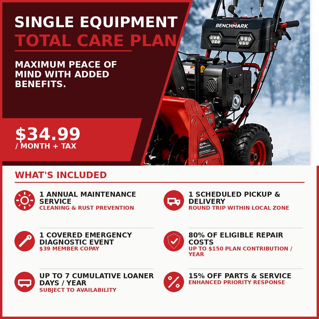Single Equipment Total Care Plan $34.99/month + tax