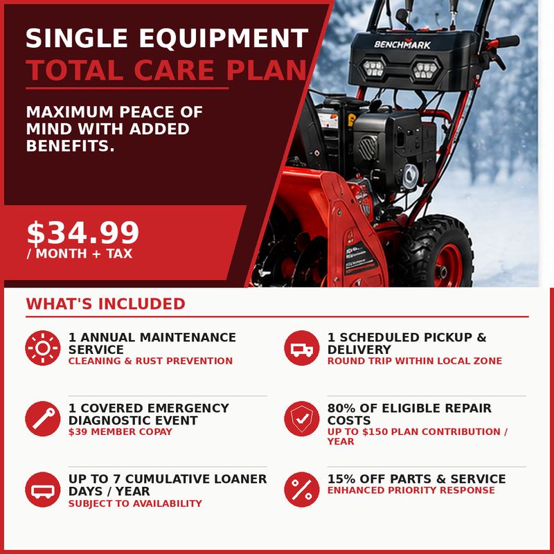 Single Equipment Total Care Plan $34.99/month + tax