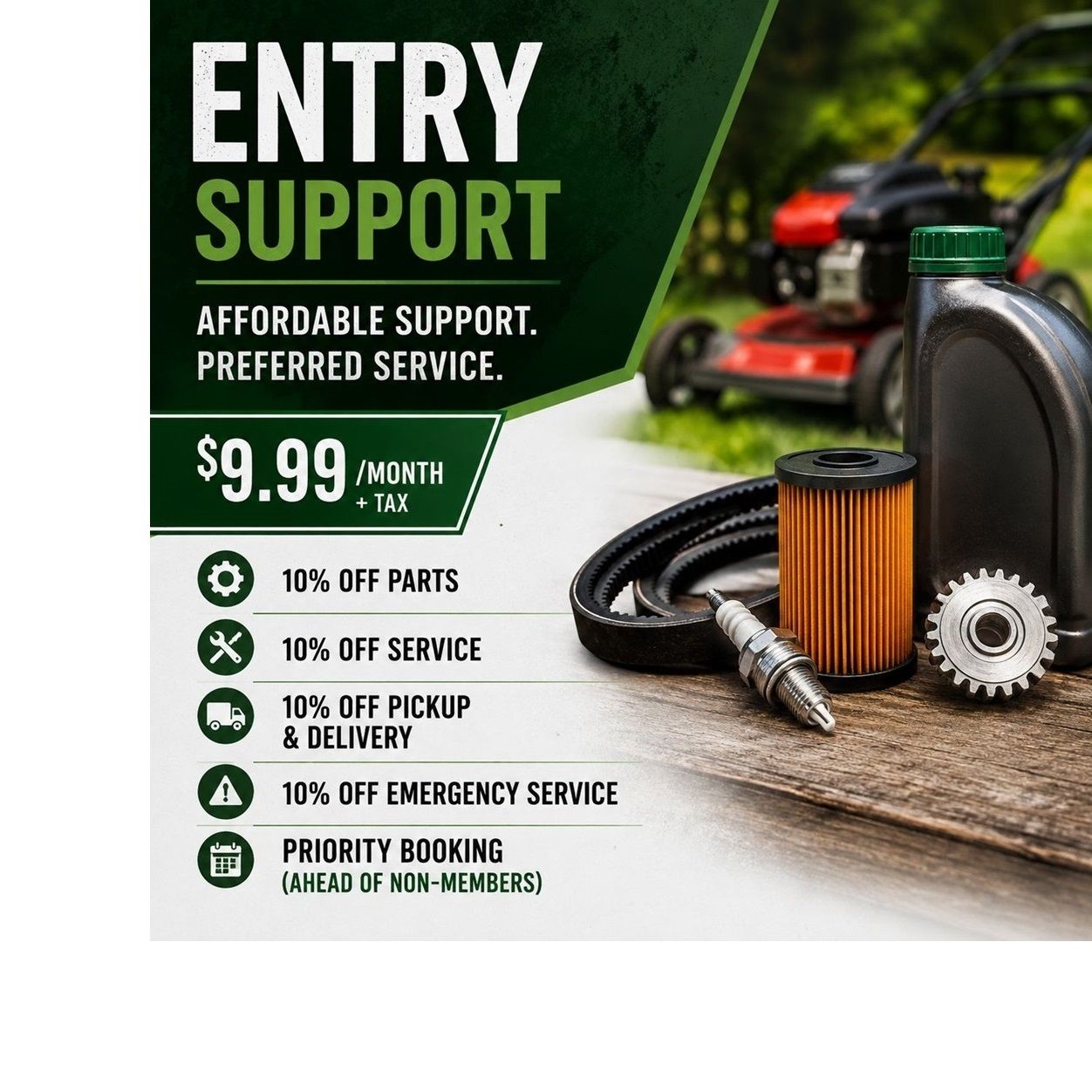 Entry Support Plan — $9.99/month + tax