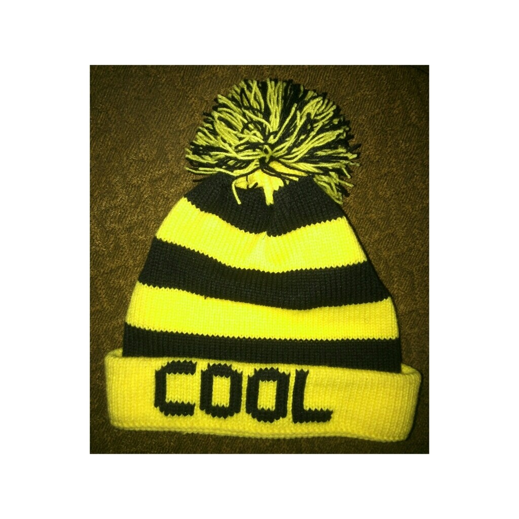 Black and Yellow Hand Knit Cap